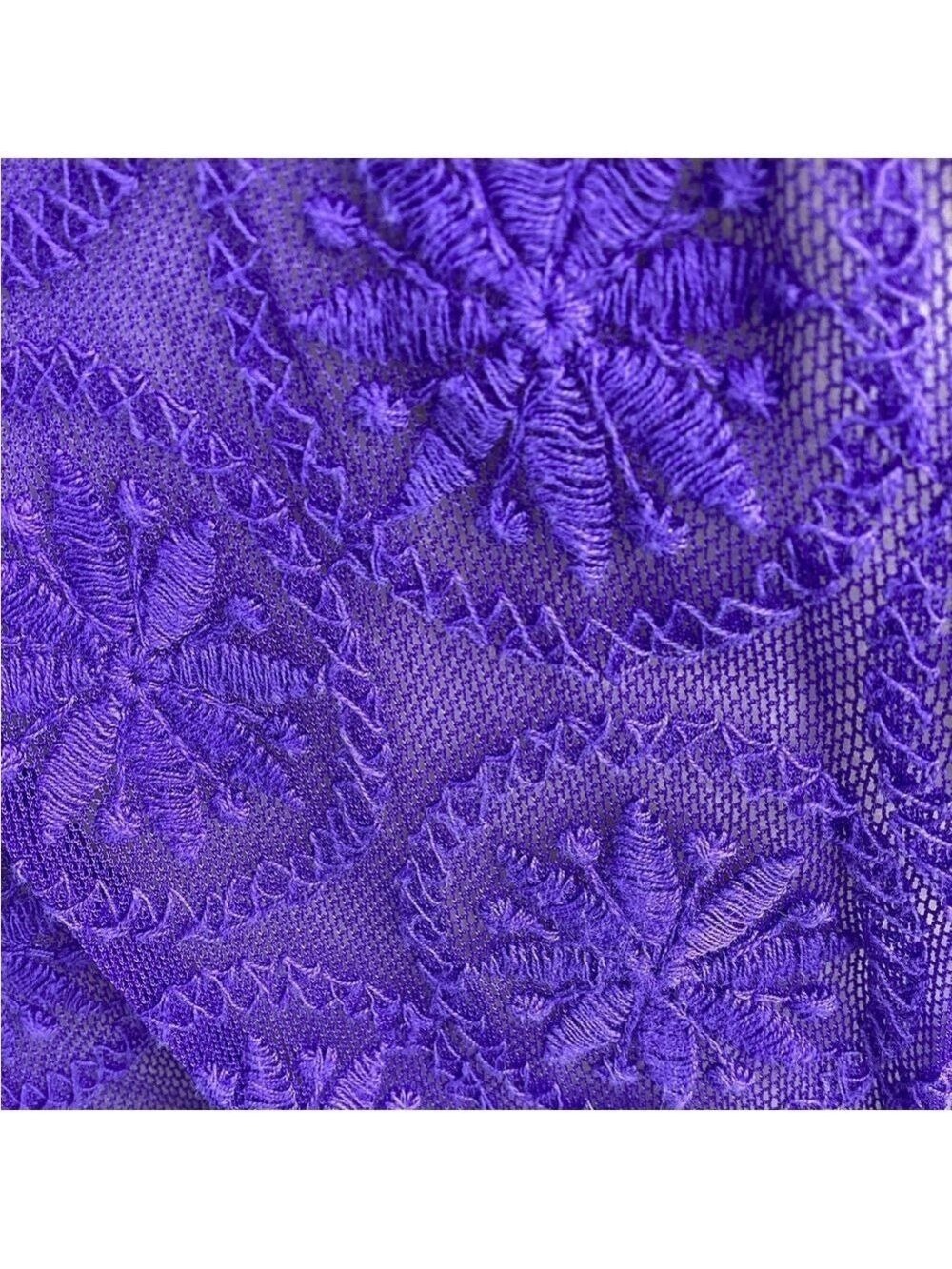 Purple Chico’s embroidered semi-sheer top - Picture 8 of 9